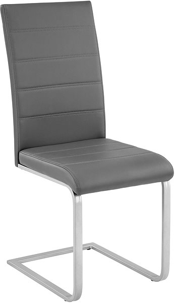 Jedálenská stolička 4× Jedálenská stolička, umelá koža, sivá ...