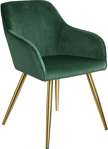 Jedálenská stolička 2× Stolička Marilyn zamatový vzhľad zlatá, tmavo zelená/zlatá ...