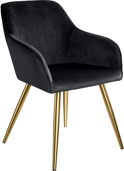 Jedálenská stolička 6× Stoličky Marilyn zamatový vzhľad zlatá, čierna/zlatá ...