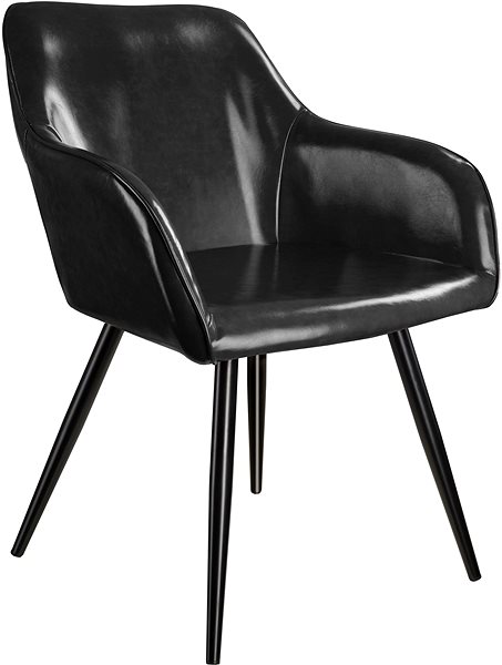 Jedálenská stolička 4× Stolička Marilyn umelá koža, čierna ...