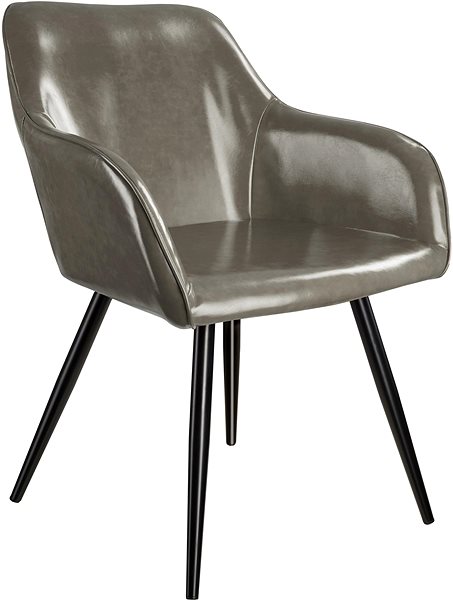 Jedálenská stolička 4× Stolička Marilyn umelá koža, tmavo sivá/čierna ...