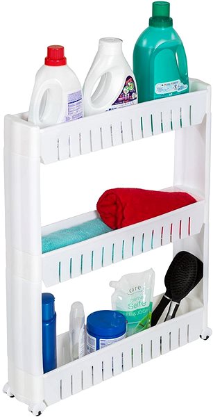Shelving Unit Kitchen mobile shelf for narrow spaces 3 shelves white ...