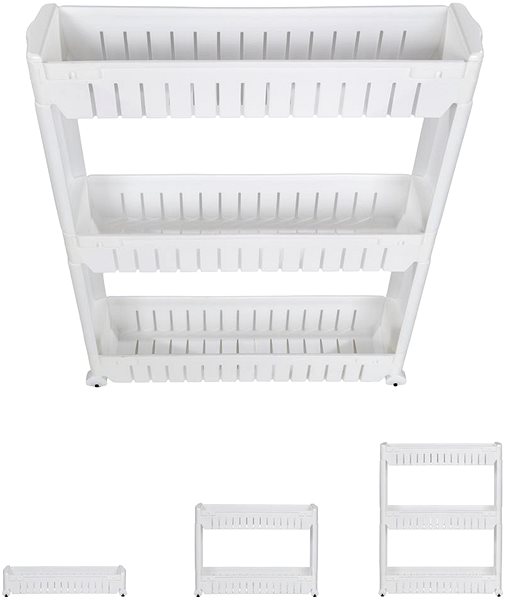 Shelving Unit Kitchen mobile shelf for narrow spaces 3 shelves white ...
