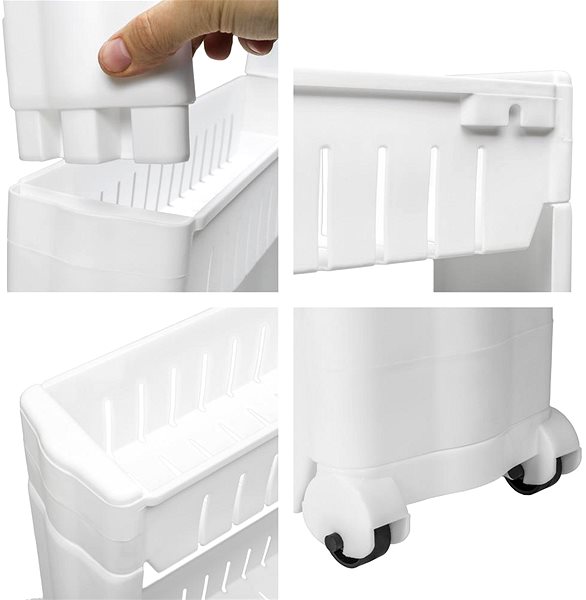 Shelving Unit Kitchen mobile shelf for narrow spaces 3 shelves white ...