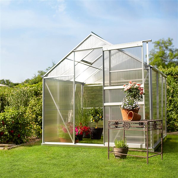 Skleník Polykarbonátový skleník s pozinkovanou základňou 190 × 185 × 195 cm ...