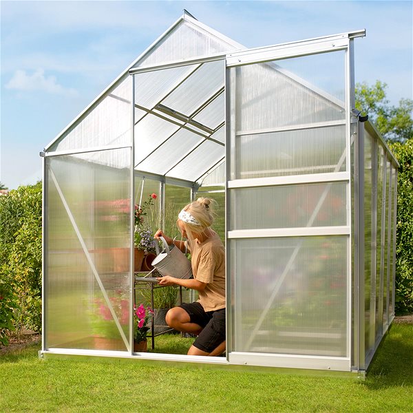 Skleník Polykarbonátový skleník s pozinkovanou základňou 250 × 185 × 195 cm ...