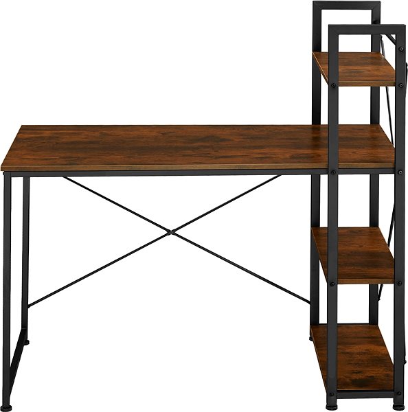 Písací stôl Tectake Počítačový stôl Hershey s integrovanou policou 122 × 61 × 120 cm, Industrial tmavé drevo ...