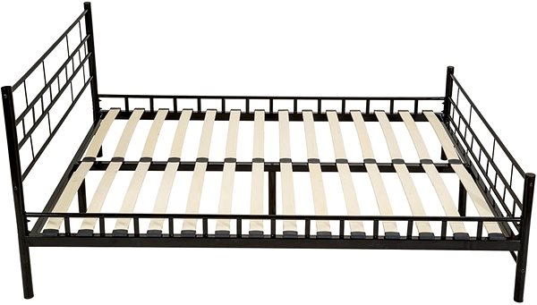 Posteľ Kovová posteľ dvojlôžková vrátane lamelových roštov – 200 × 140 cm, čierna ...