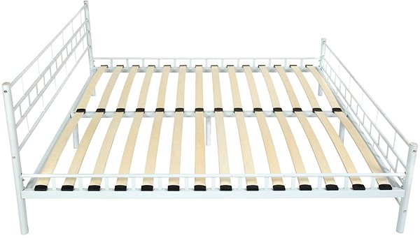 Posteľ Kovová posteľ dvojlôžková vrátane lamelových roštov – 200 × 180 cm, biela ...