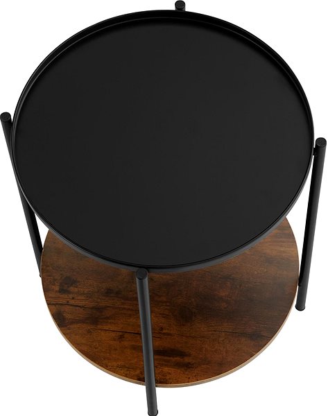 Odkladací stolík Tectake Odkladací stolík Sunderland 45,5 × 54,5 cm, Industrial tmavé drevo ...