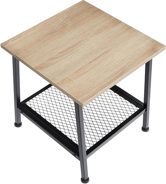 Odkladací stolík Tectake Odkladací stolík Bedford 45,5 × 45 × 47 cm, Industrial svetlé drevo, dub Sonoma ...