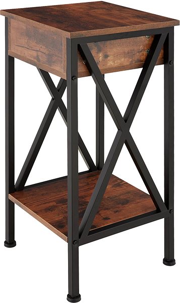 Odkladací stolík Tectake Odkladací stolík Dayton 35 × 35 × 70,5 cm, Industrial tmavé drevo ...