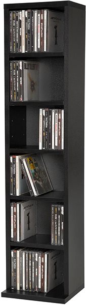 Shelf Tectake Stand with 6 shelves for 102 CDs, 90 × 21 × 20 cm - black ...