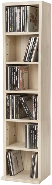 Shelving Unit Tectake Stand with 6 shelves for 102 CDs, 90 × 21 × 20 cm - beech ...