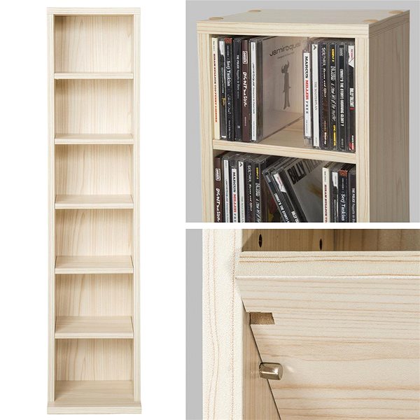 Shelving Unit Tectake Stand with 6 shelves for 102 CDs, 90 × 21 × 20 cm - beech ...