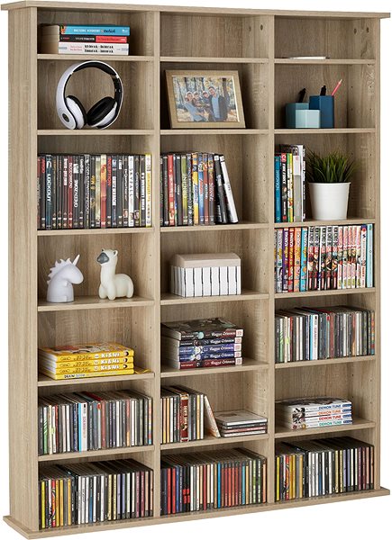 Shelving Unit Tectake Stevie 105,5 × 19 × 136,5 cm - light wood, Sonoma oak ...