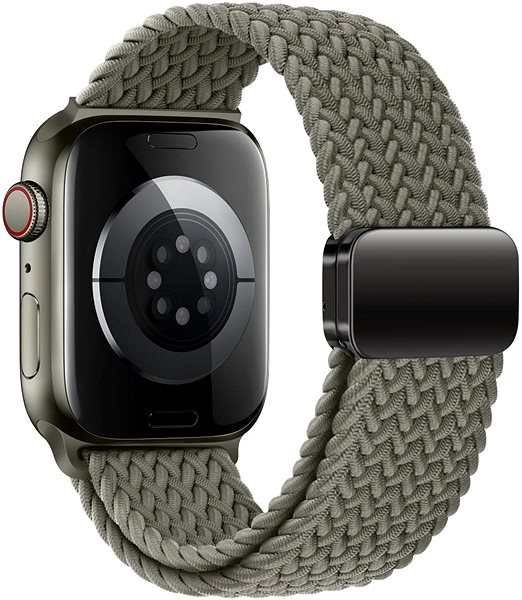 Remienok na hodinky Tech-Protect Nylon Mag na Apple Watch 44/45/49 mm, olivovo sivý ...