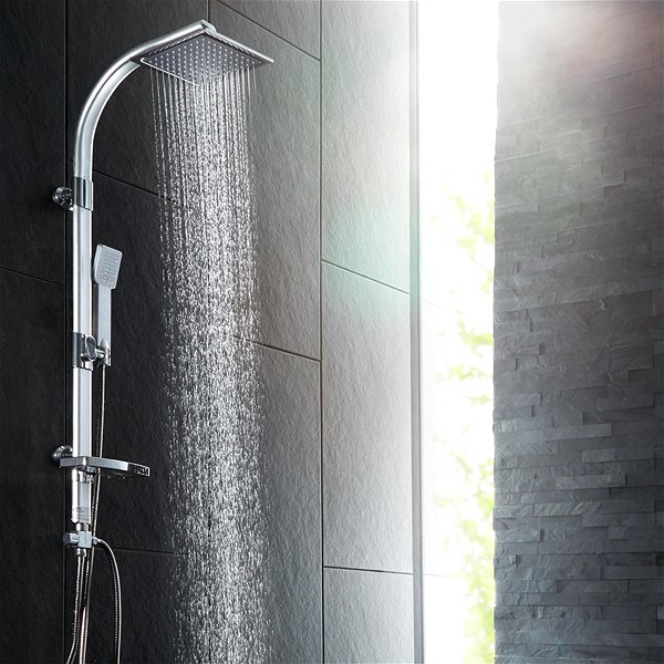 Sprchová hlavica Tectake sprchový systém so sprchovou hlavicou a držiakom na mydlo – sivý ...