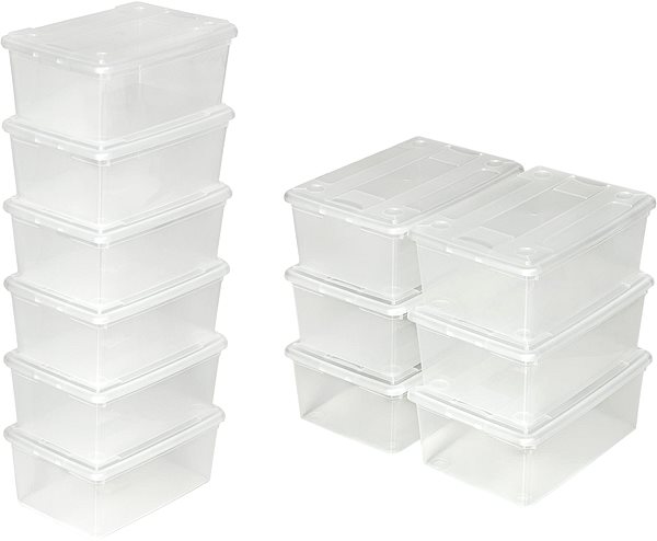 Úložný box Tectake - Úložné boxy plastové škatule sada 48-dielna - priehľadné ...