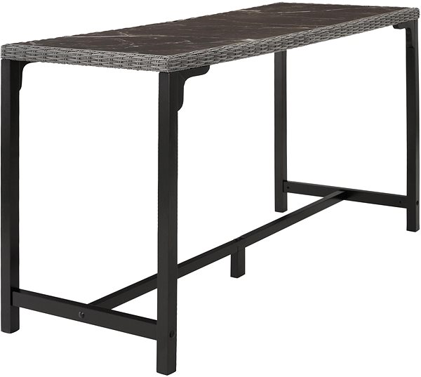 Barový stůl TecTake Ratanový barový stůl Lovas 161 × 64,5 × 99,5 cm - šedý ...