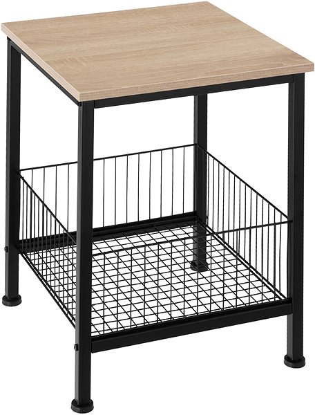 Odkladací stolík TecTake Odkladací stolík Grimsby 40 × 40 × 55,5 cm – Industrial svetlé drevo, dub Sonoma ...