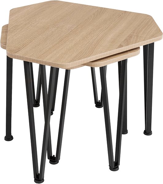 Odkládací stolek TecTake Odkládací stolek Torquay – set - Industrial světlé dřevo, dub Sonoma ...