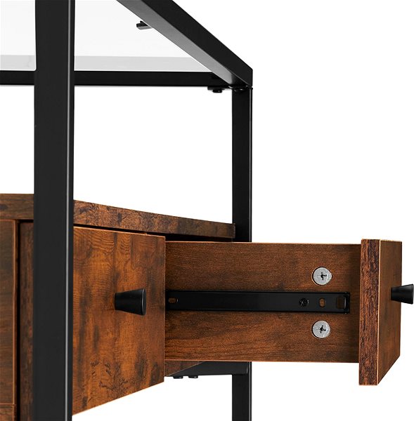 TV stolek TecTake Televizní stolek Maidenhead 121,5 × 41,5 × 50,5 cm - Industrial tmavé dřevo ...
