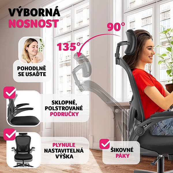 Kancelářská židle TECTAKE Arges černá ...