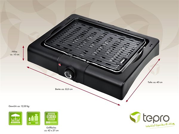 Electric Grill Tepro Victorville Electric table grill 42 × 27 cm, 4016 ...