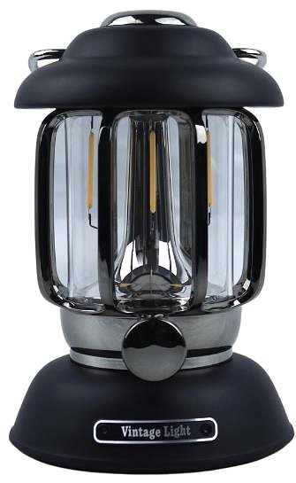 Lampáš Tesla LED Retro dekoratívny lampáš 5 W, 370 lm, 2 × 2200 mAh, IP44, čierna .