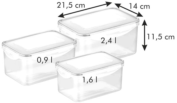 Ételtároló doboz szett TESCOMA FRESHBOX 3 db, 0,9, 1,6, 2,4 l, mély ...