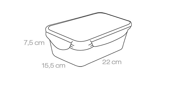 Tárolóedény TESCOMA FRESHBOX 1,5 l, szögletes doboz Műszaki vázlat