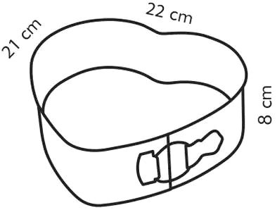 Forma na pečenie Tescoma DELÍCIA 22 × 21 cm, srdce rozkladacie Technický nákres