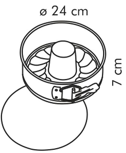 Forma na pečenie TESCOMA Forma na tortu a bábovku rozkladacia DELÍCIA ¤ 24 cm Technický nákres