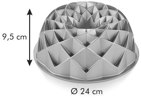 Sütőforma TESCOMA DELÍCIA Magas kuglóf forma ¤ 24 cm, gyémánt Műszaki vázlat