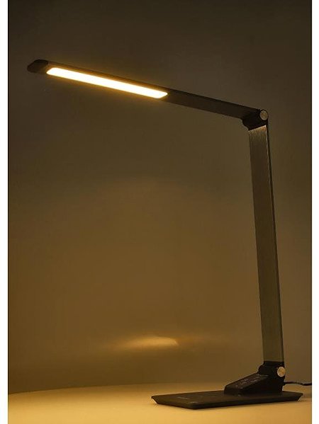 Stolová lampa Tesla stolová LED lampička Petra, CCT 3 000 – 6 000 K, 5 K 420 lm, w-charger, strieborná ...