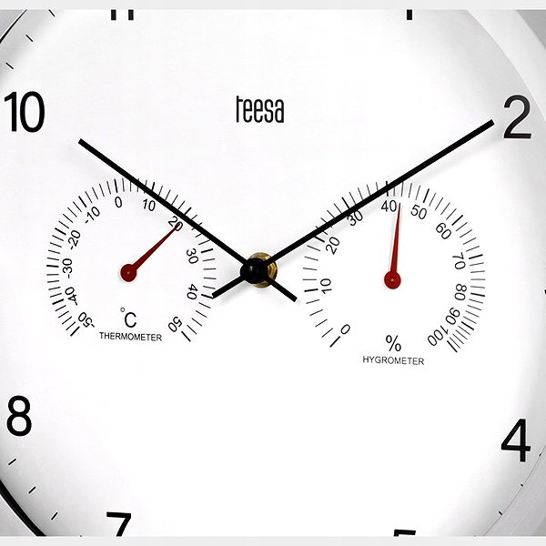 Wall Clock Teesa TSA0049 Wall clock with thermometer and hygrometer, 30 cm, silver ...