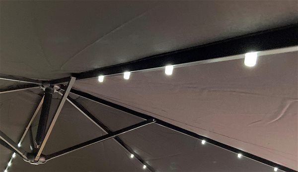 Slnečník TEXIM Slnečník HOOK, priemer 3 m, sivý LED ...