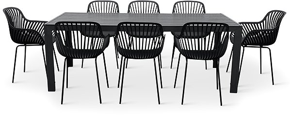Garden Furniture NOELA Garden furniture set VIKING XL/GABY black 1 table + 8 armchairs ...
