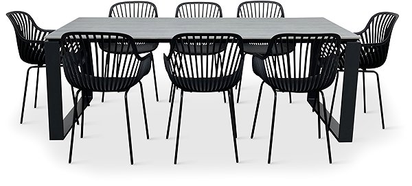 Garden Furniture NOELA Garden furniture set STRONG/GABY black 1 table + 8 armchairs ...