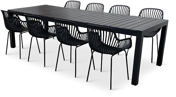 Garden Furniture NOELA Garden furniture set GRANDE PASTO XXL/GABY black 1 table + 8 armchairs ...