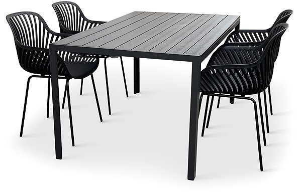 Garden Furniture NOELA Garden furniture set VIKING L/GABY black 1 table + 4 armchairs ...