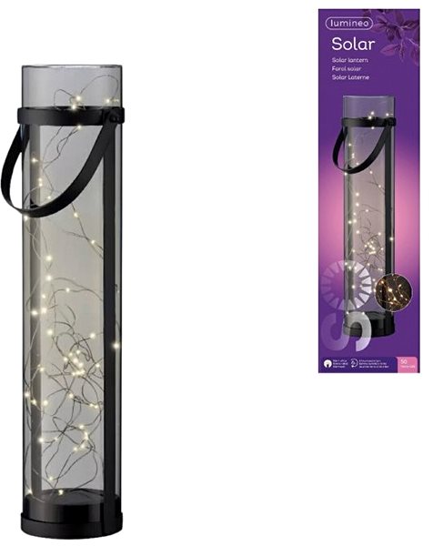 Garden lighting TEXTILOMANIE Solar lamp LANTERN GREY 46 cm, grey .