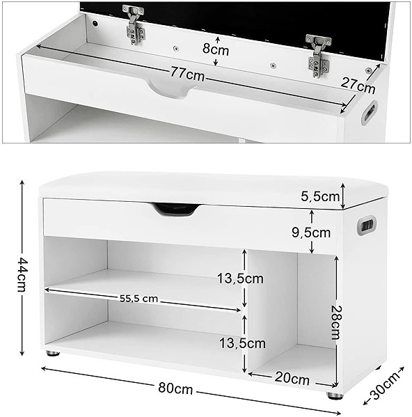 Shoe Rack TEXTILOMANIE Lehaza Shoe rack with bench white ...