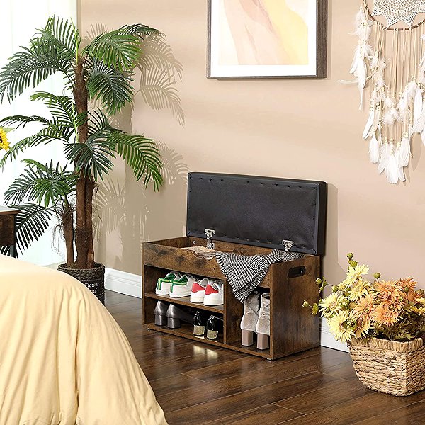Shoe Rack TEXTILOMANIE Taylor Shoe rack with bench brown ...
