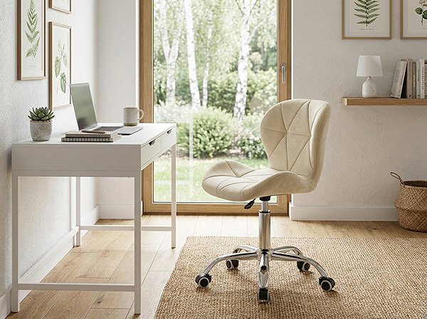 Office Chair TEXTILOMANIA Avola Velvet, Light Cream ...