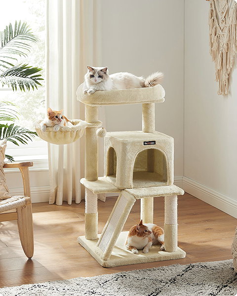 Cat scratching post TEXTILOMANIA Cat tree scratching post Tiger, beige .