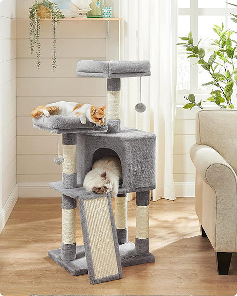 Cat scratching post TEXTILOMANIA Cat tree scratching post Tiger, light grey .