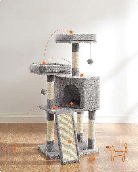 Cat scratching post TEXTILOMANIA Cat tree scratching post Tiger, light grey .