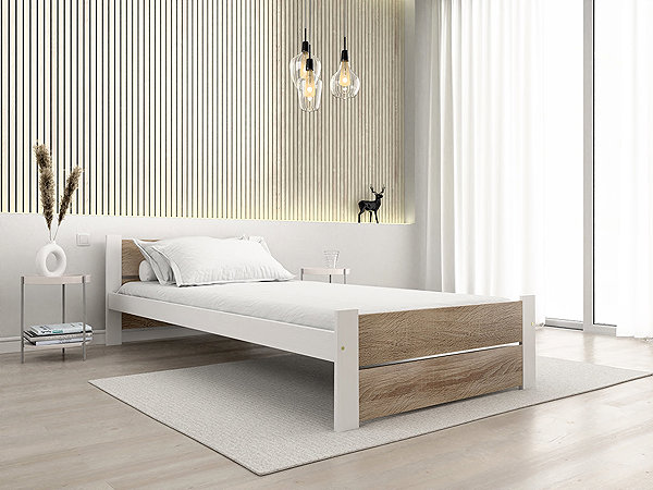 Posteľ Textilomanie Ikaros Double 90 × 200 cm, biela/dub ...